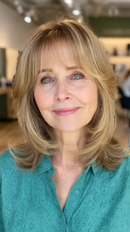 Softly Layered Bottleneck Bangs with Gentle Movement