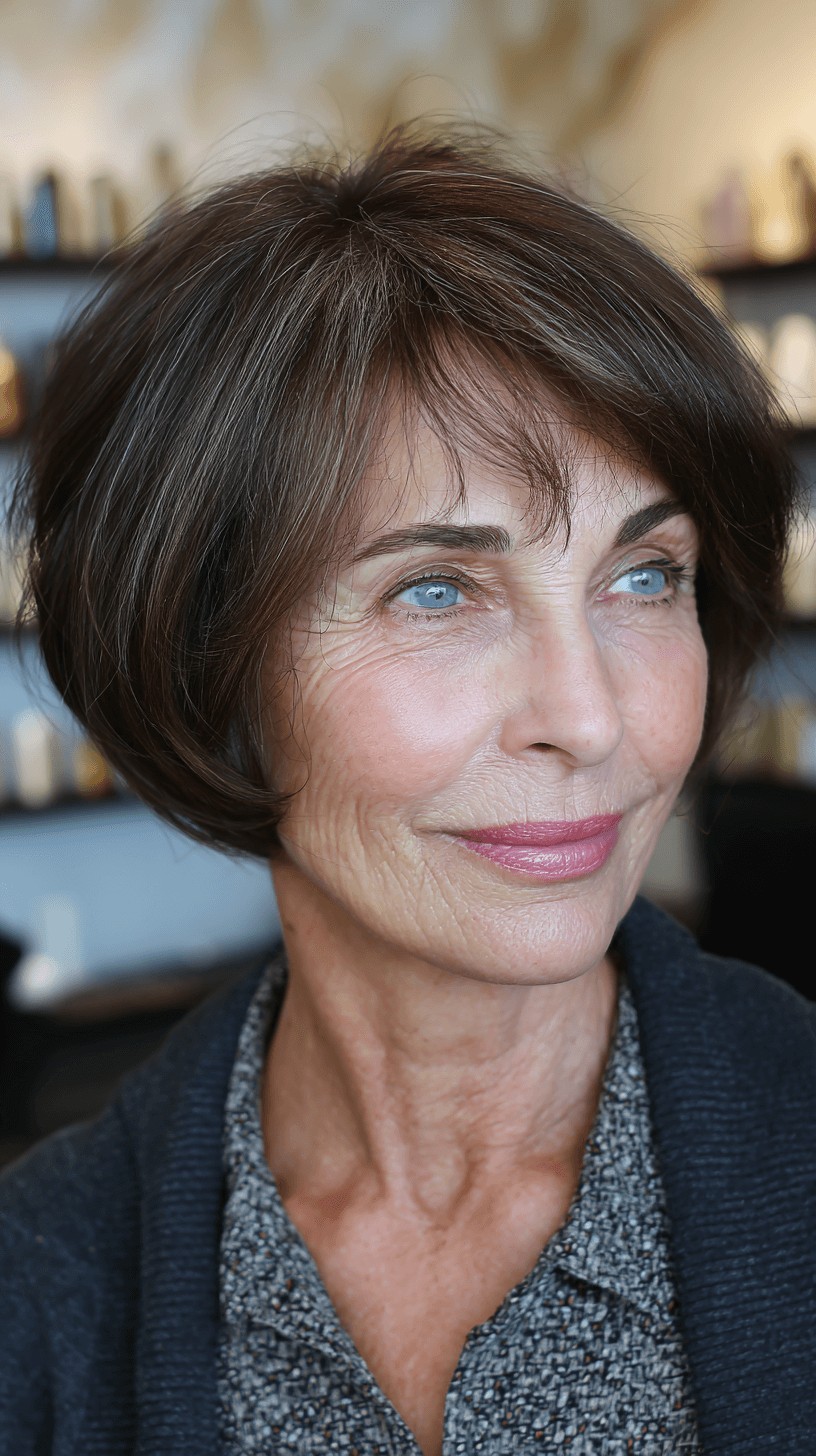 Softly Layered Brown Bob with Face-Framing Highlights