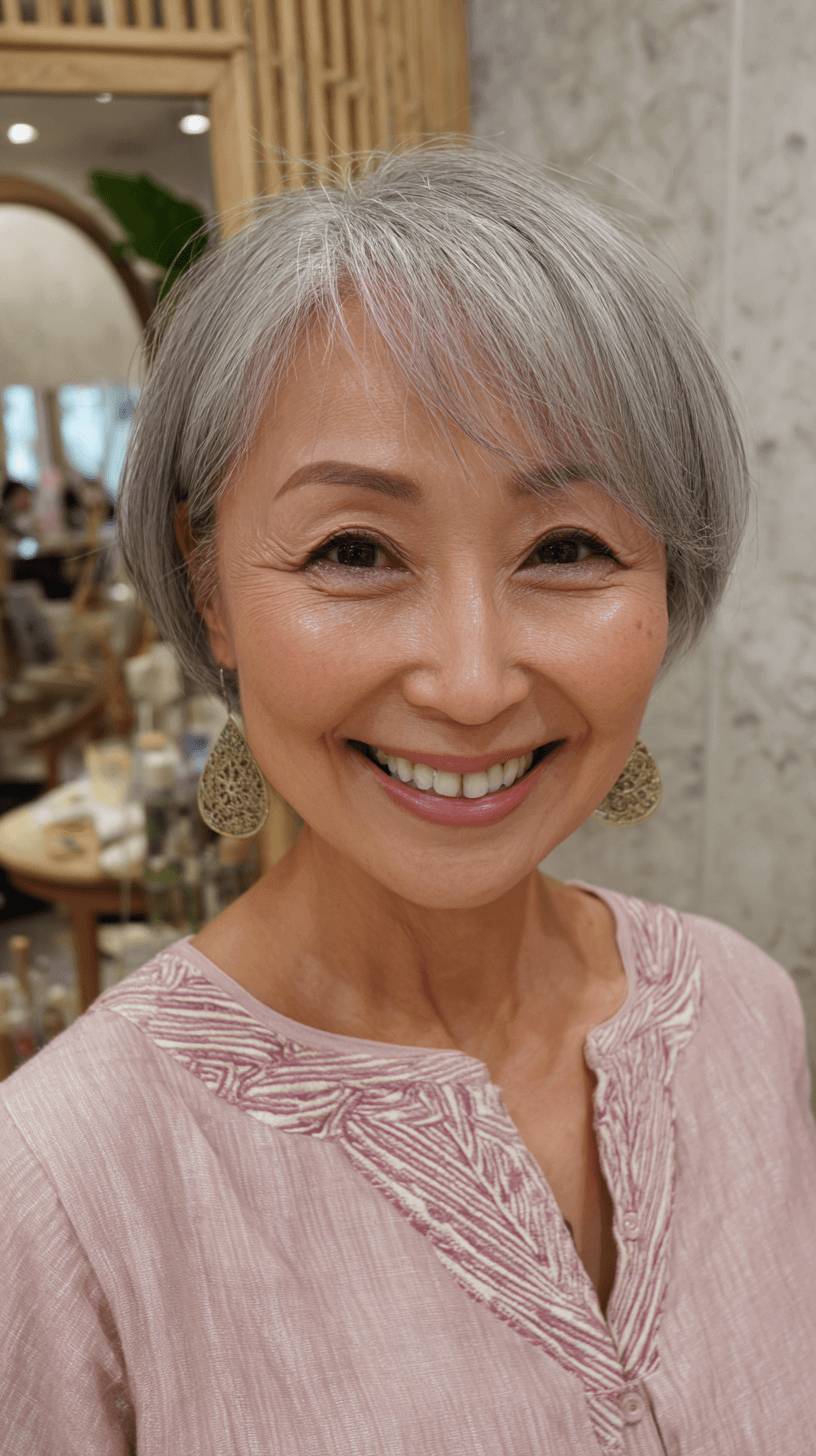 Stylish Short Grey Bob with Subtle Layers