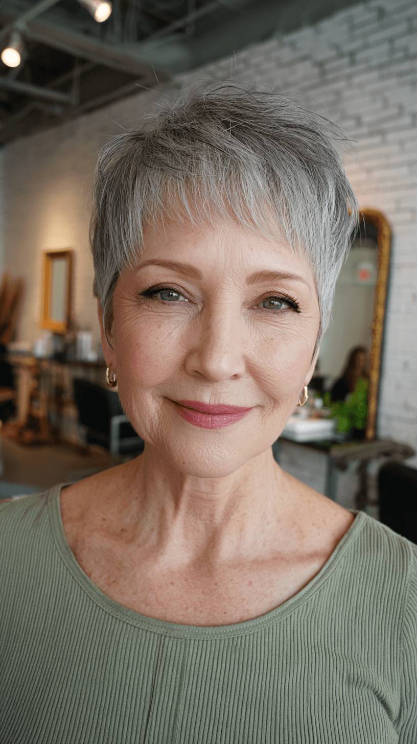 Stylish Short Silver Pixie Cut with Textured Layers