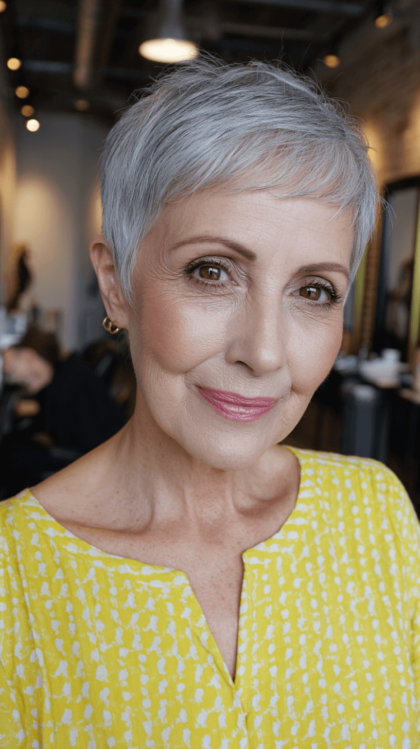 Stylish Silver Pixie Cut with Textured Layers