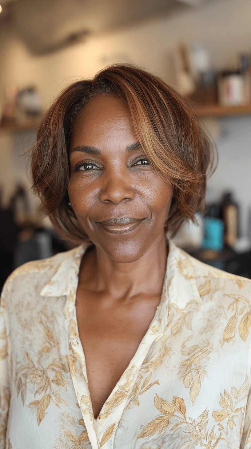 Stylish Textured Bob with Warm Tones