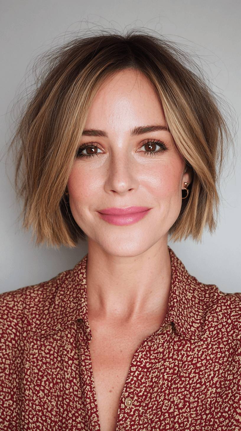 Textured Blunt Bob with Soft Highlights