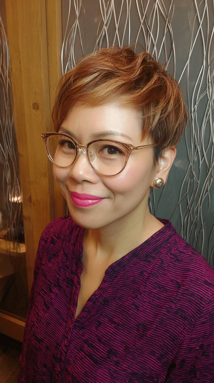 Textured Cinnamon Pixie Cut with Soft Layers