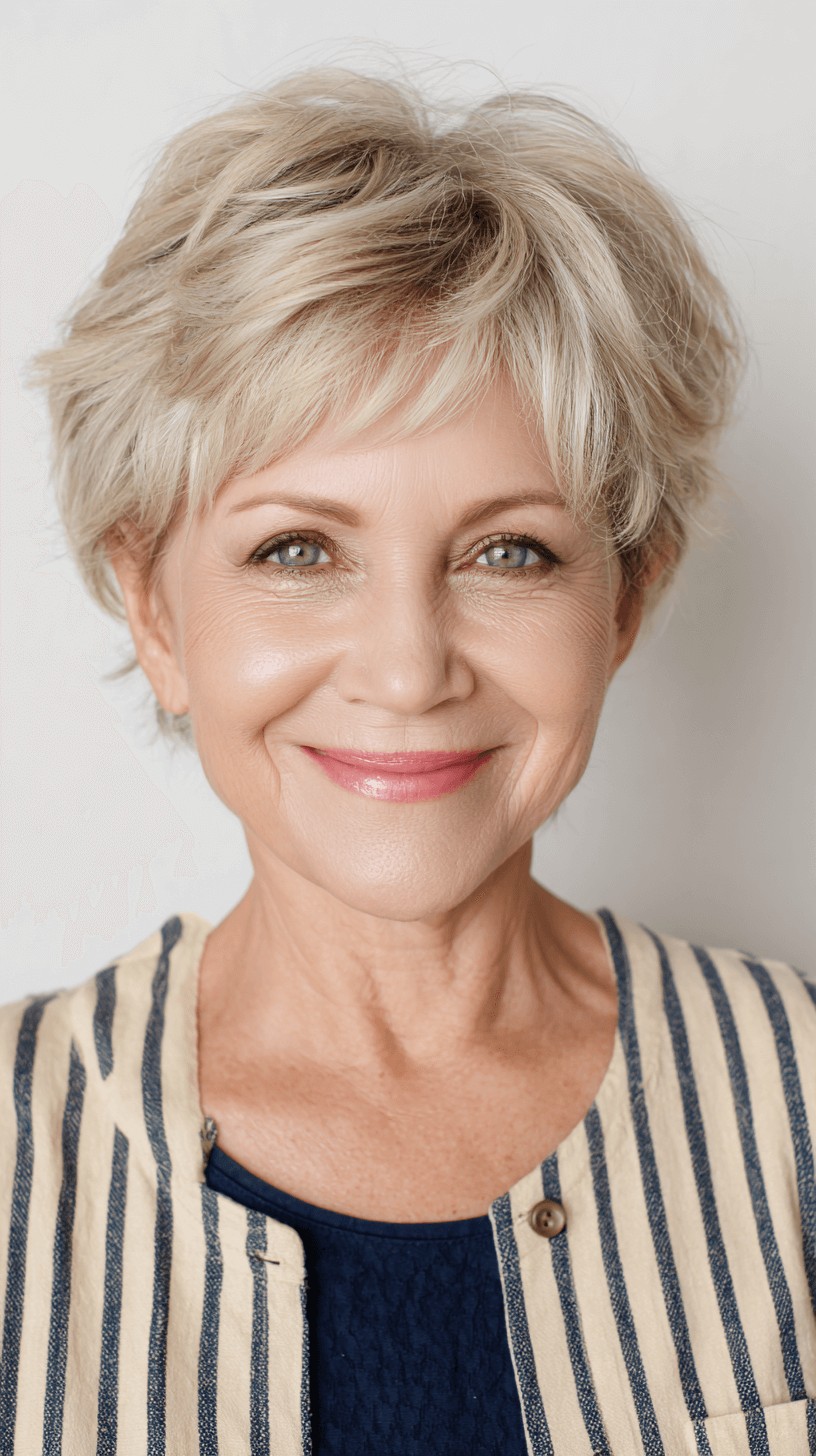 Textured Light Blonde Pixie Cut with Soft Layers