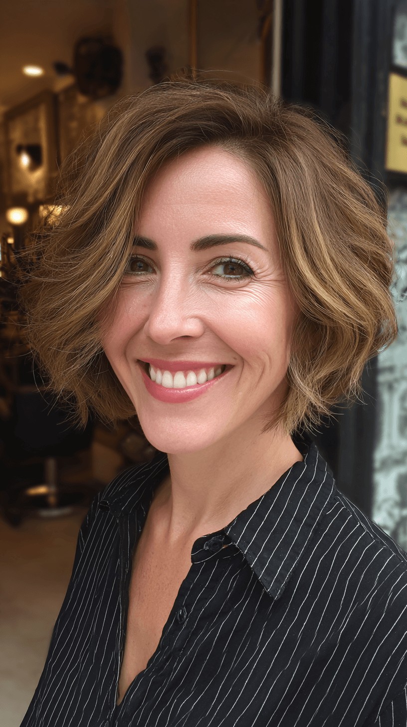Textured Mid-Length Bob with Soft Beachy Waves