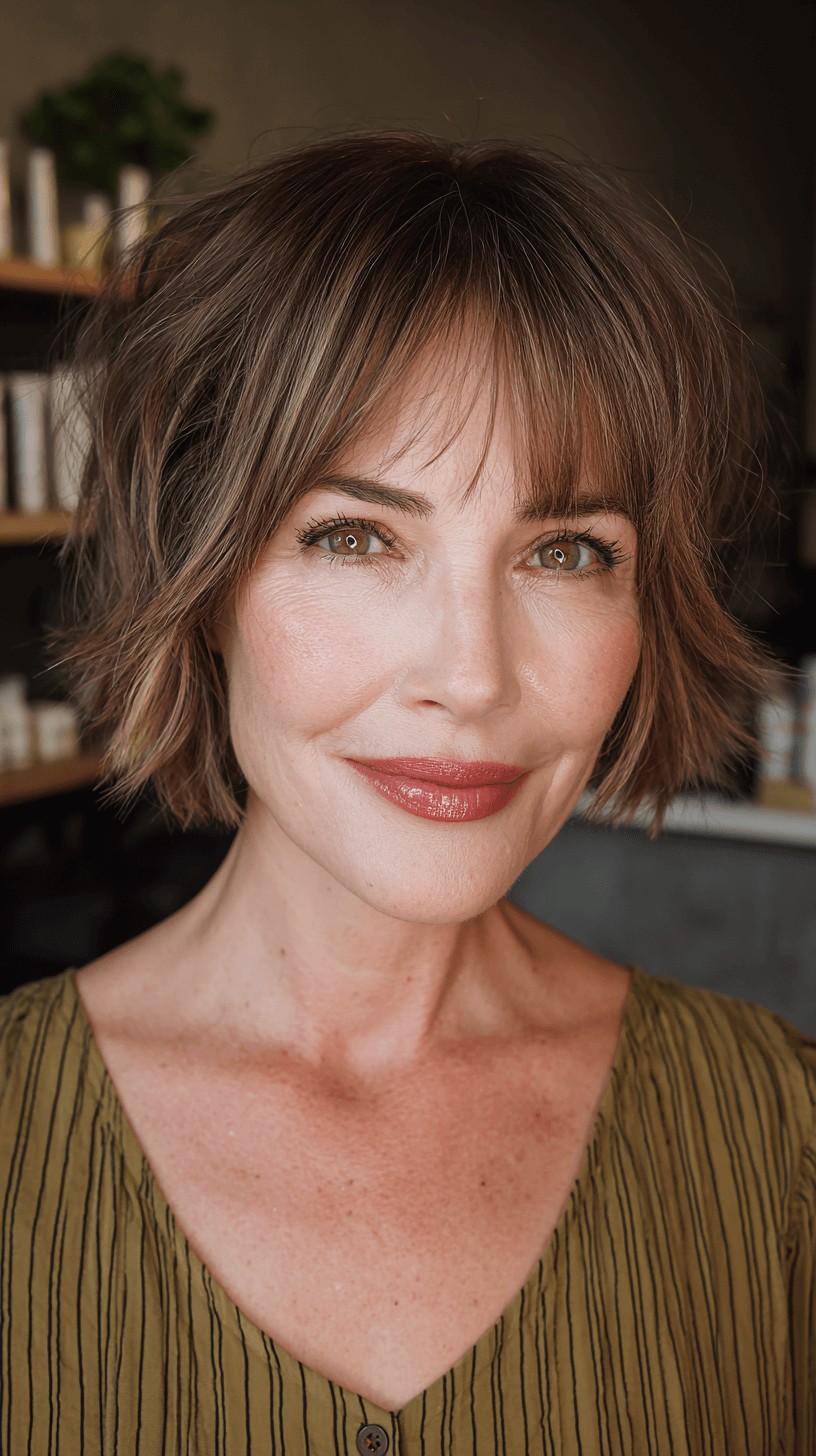 Textured Mid-Length Cut with Soft Bangs