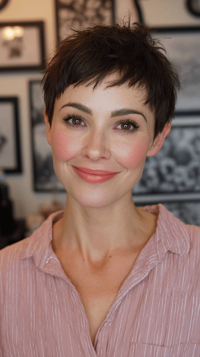 Textured Short Pixie with Soft Fringe