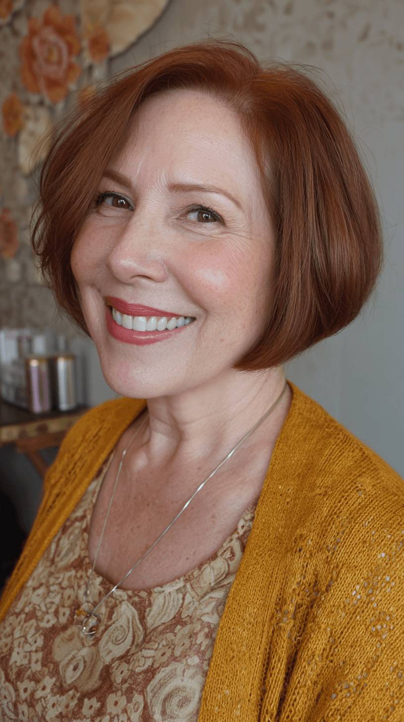 Vibrant Copper Rounded Bob with Soft Layers