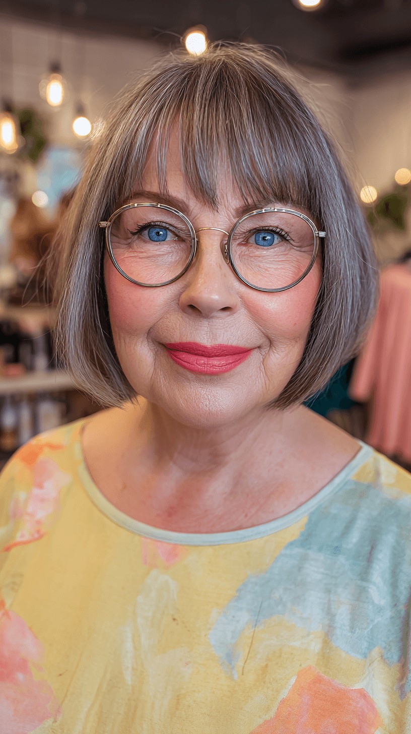 Chic Angled Bob with Soft Fringe