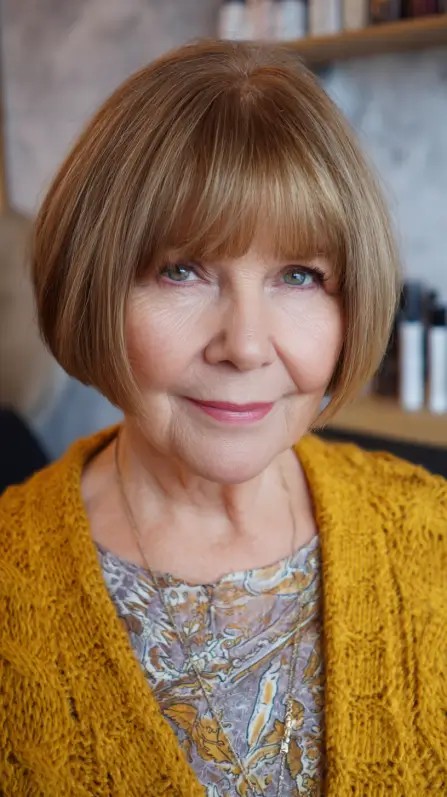 Chic Blunt Bob with Soft Fringe