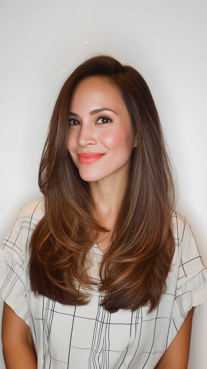 Chic Long Layered Cut with Subtle Warm Highlights