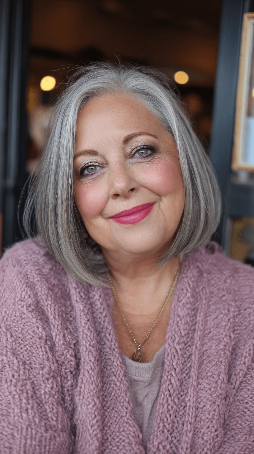 Chic Silver Blunt Bob with Subtle Texture