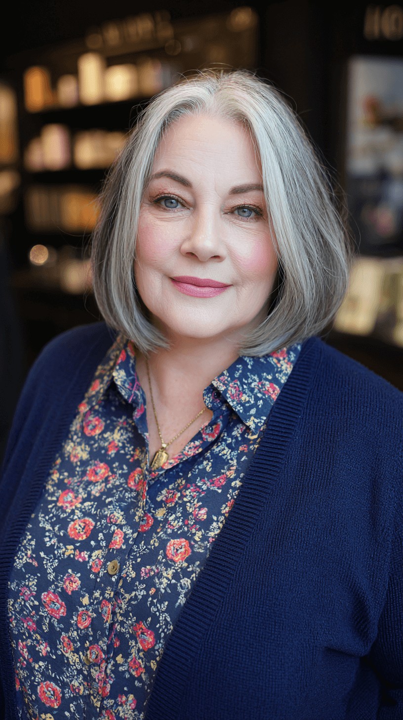 Chic Silver Layered Bob with Soft Waves