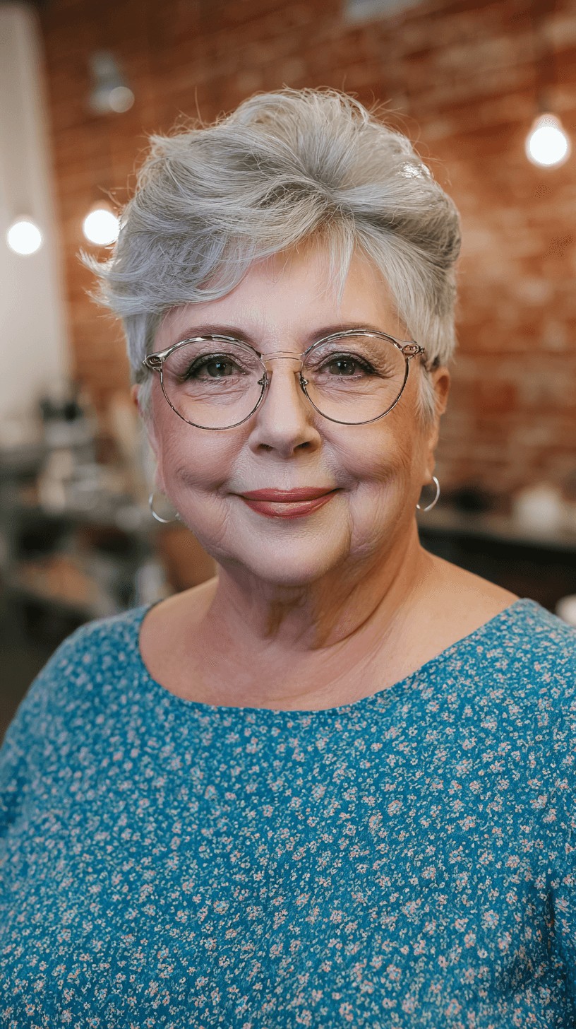 Chic Silver Textured Short Cut with Volume