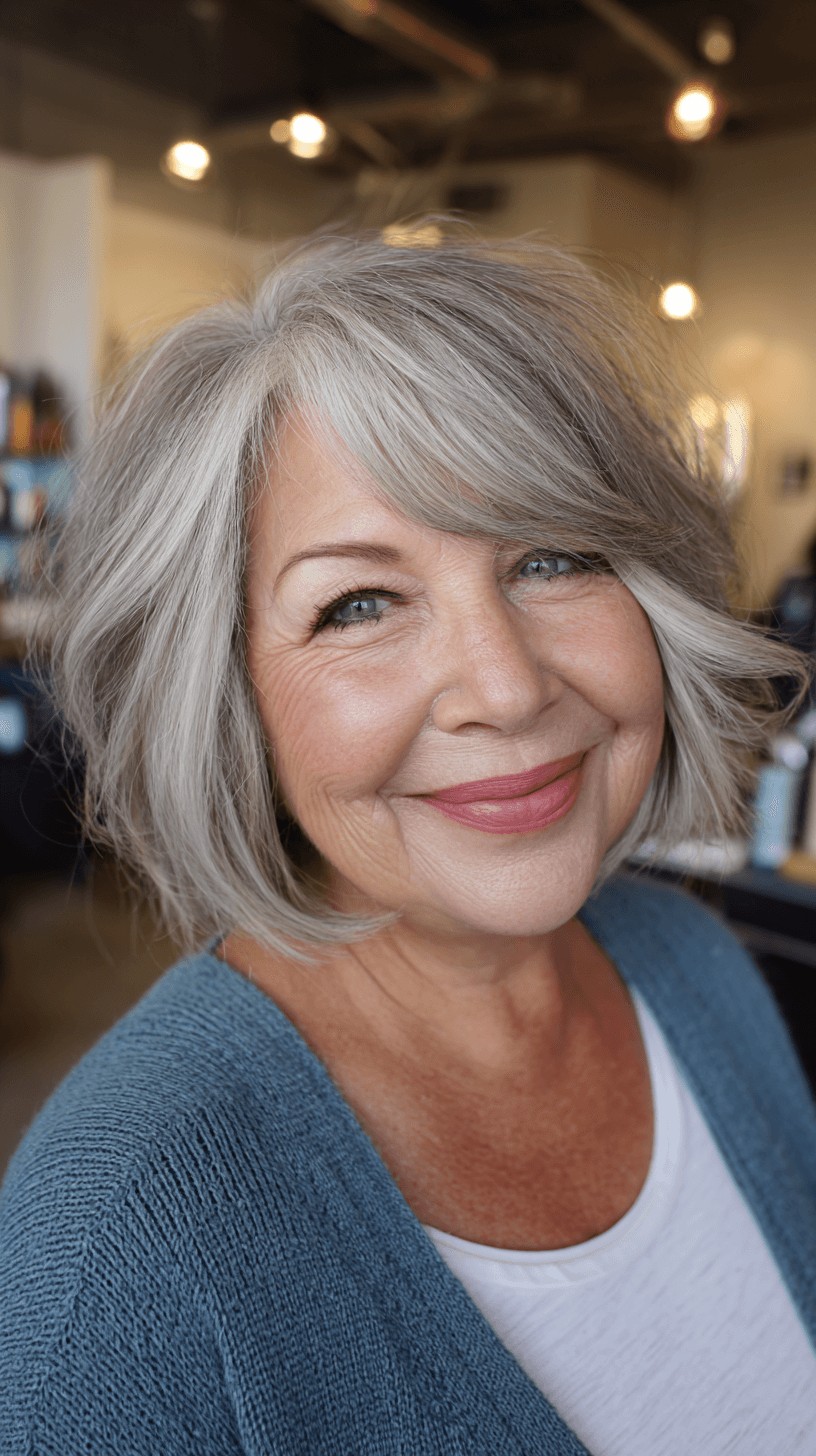 Chic Textured Gray Bob with Flattering Layers