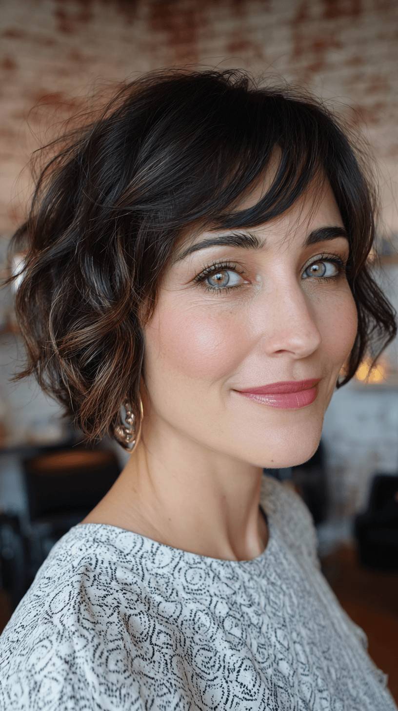 Dynamic Curly Wolf Cut with Soft Bangs