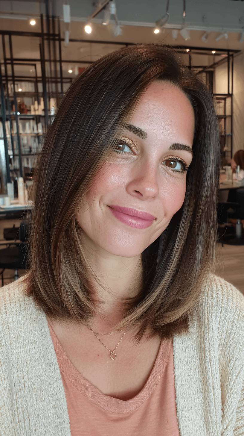 Modern Blunt Lob with Subtle Face Framing