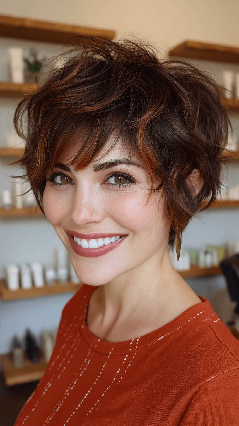 Playful Short Wolf Cut with Bold Highlights