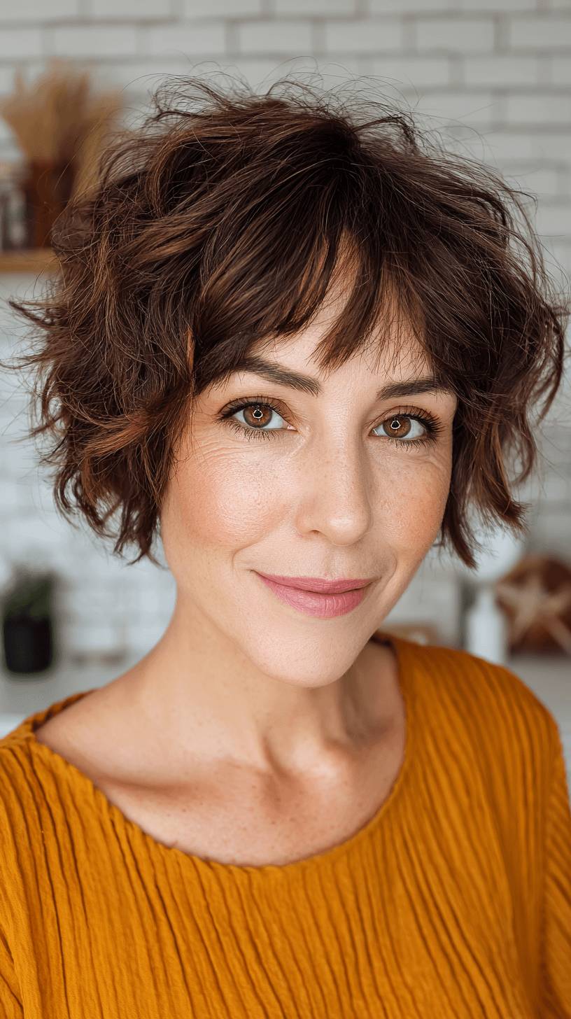 Playful Short Wolf Cut with Soft Textured Waves