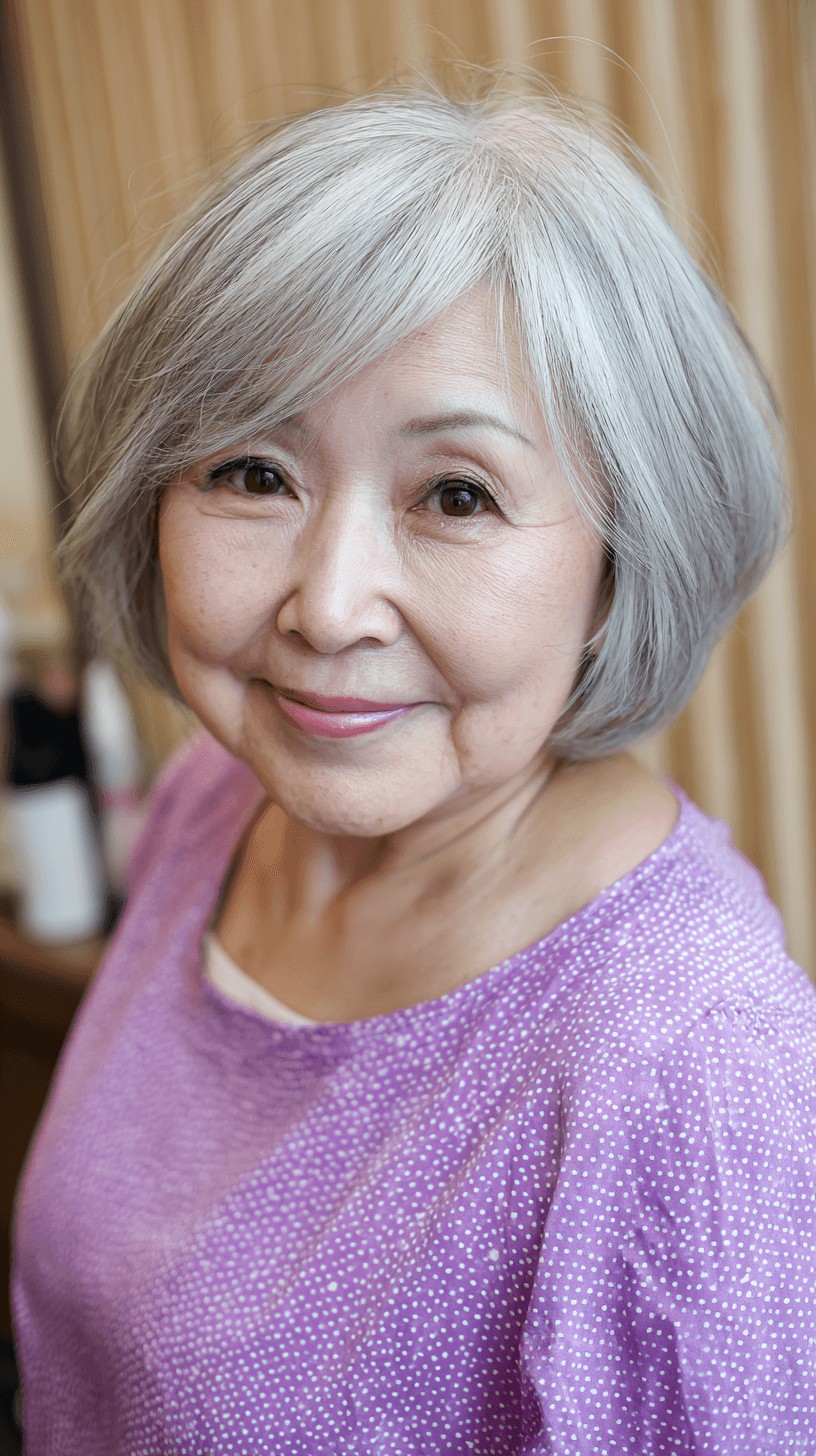 Soft Gray Rounded Bob with Subtle Layers