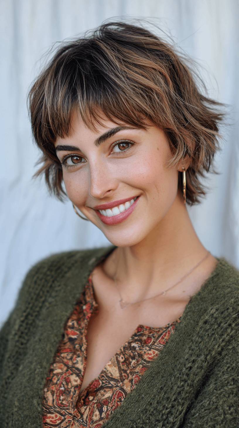 Soft Textured Short Wolf Cut with Fluffy Layers