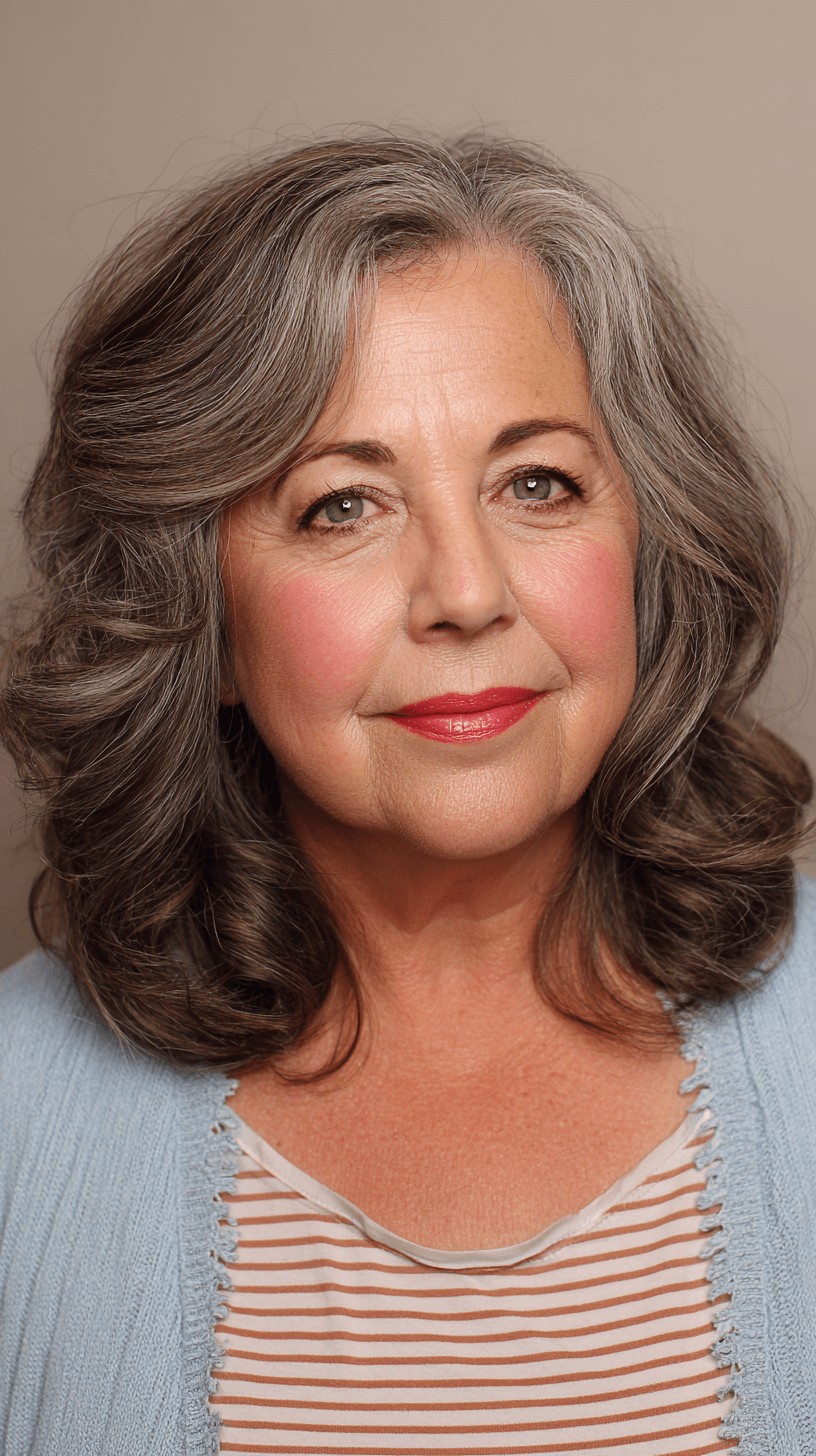 Softly Layered Gray Shoulder-Length Cut