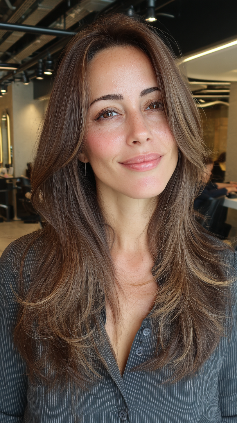 Softly Layered Long Hair with Subtle Highlights