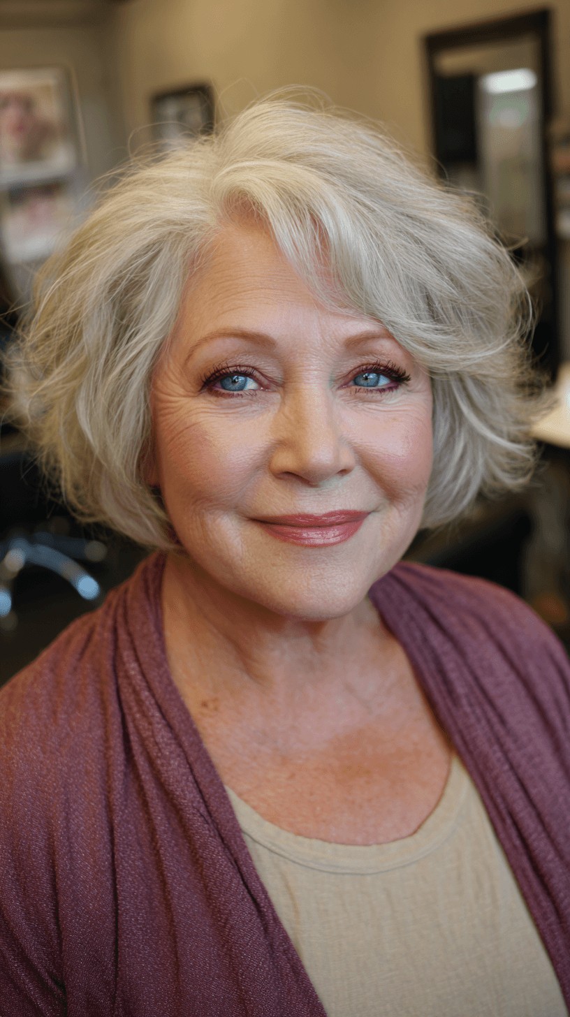 Softly Layered Silver Bob with Gentle Volume