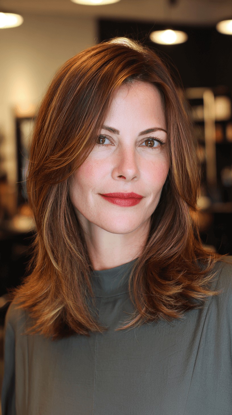 Softly Textured Mid-Length Cut with Subtle Highlights