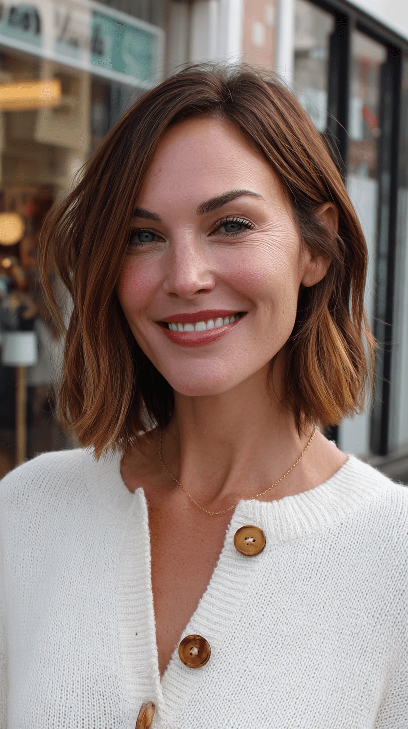 Stylish Textured Lob with Subtle Waves