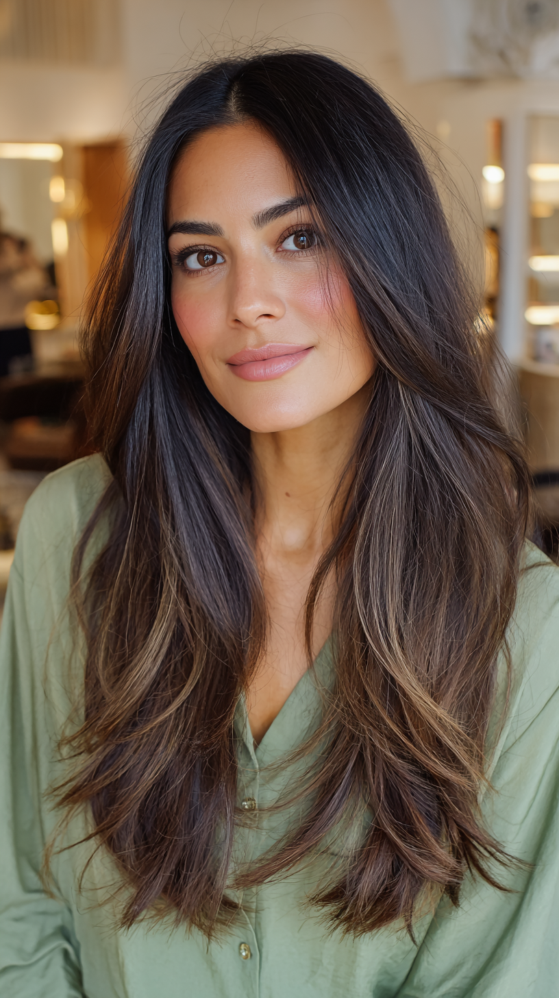 Textured Long Layers with Subtle Ombre Highlights