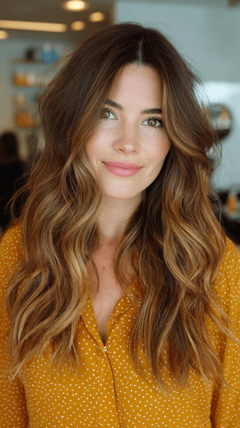 Textured Long Waves with Warm Honey Highlights