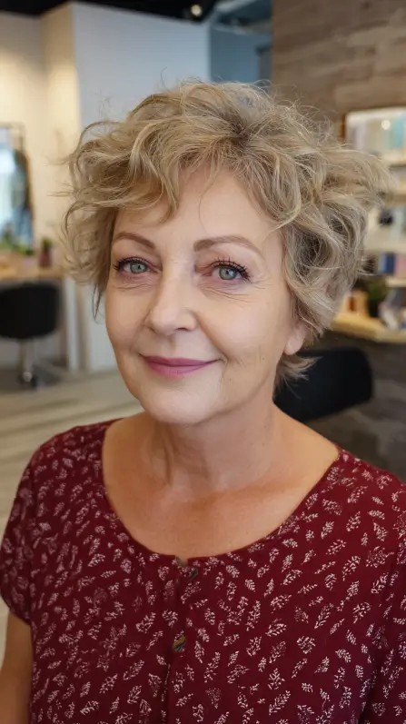 Textured Short Curly Cut with Soft Volume