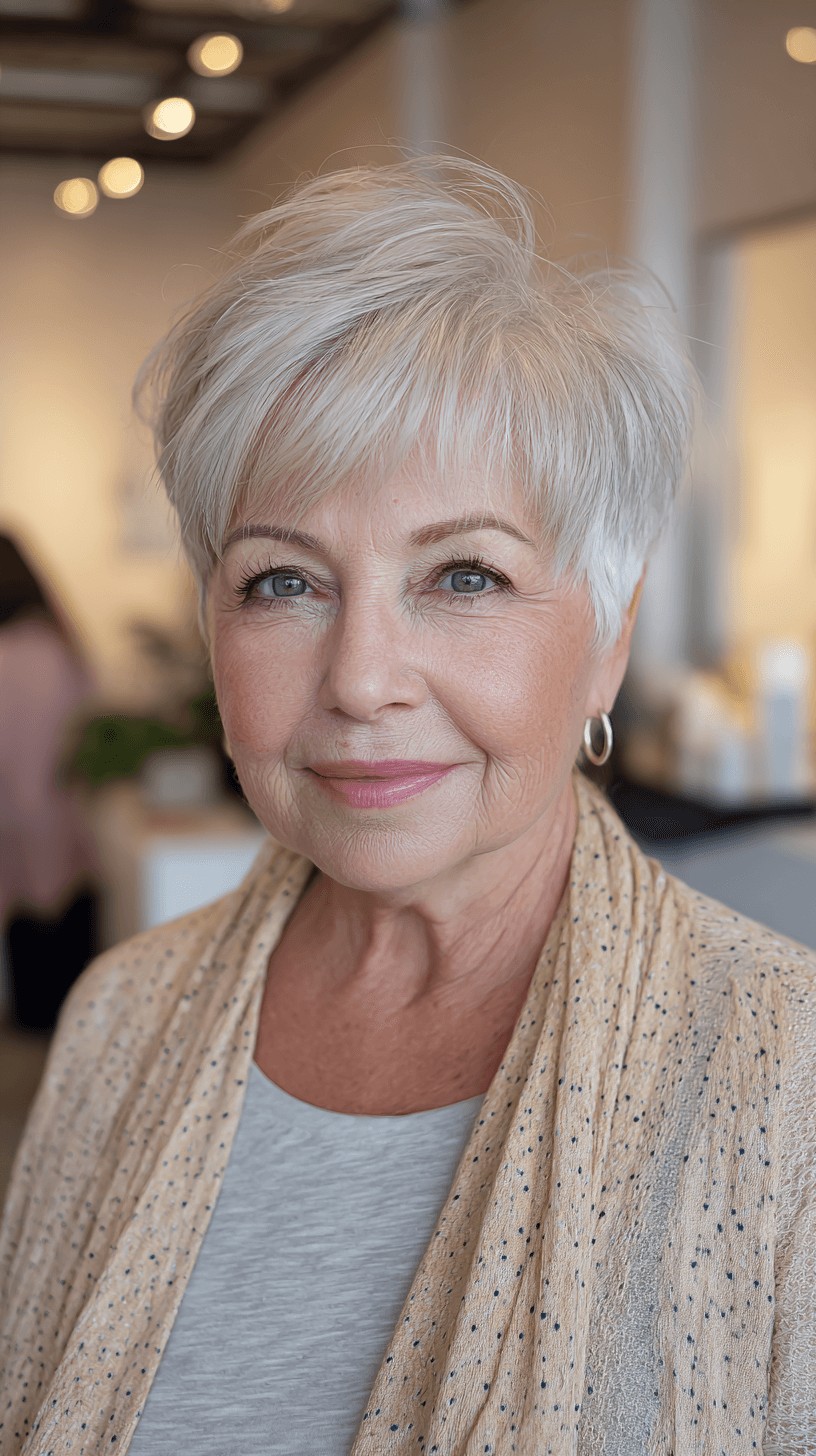 Textured Short Cut with Feathered Top Layers