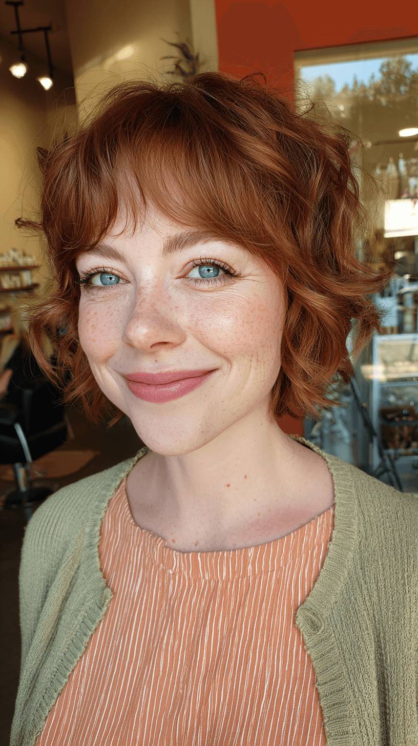 Textured Short Wolf Cut with Playful Curls