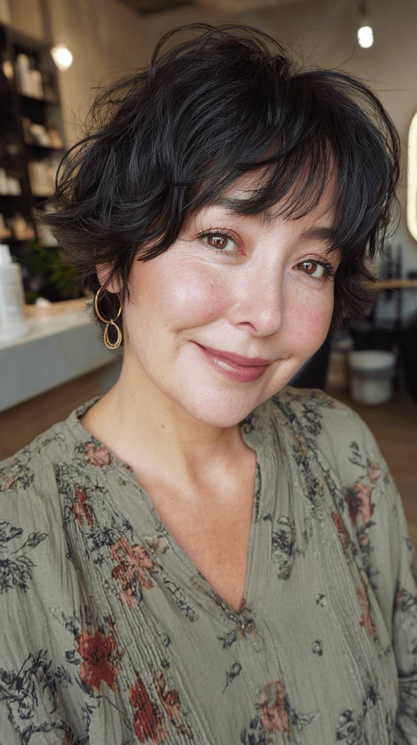 Textured Short Wolf Cut with Playful Volume and Soft Bangs