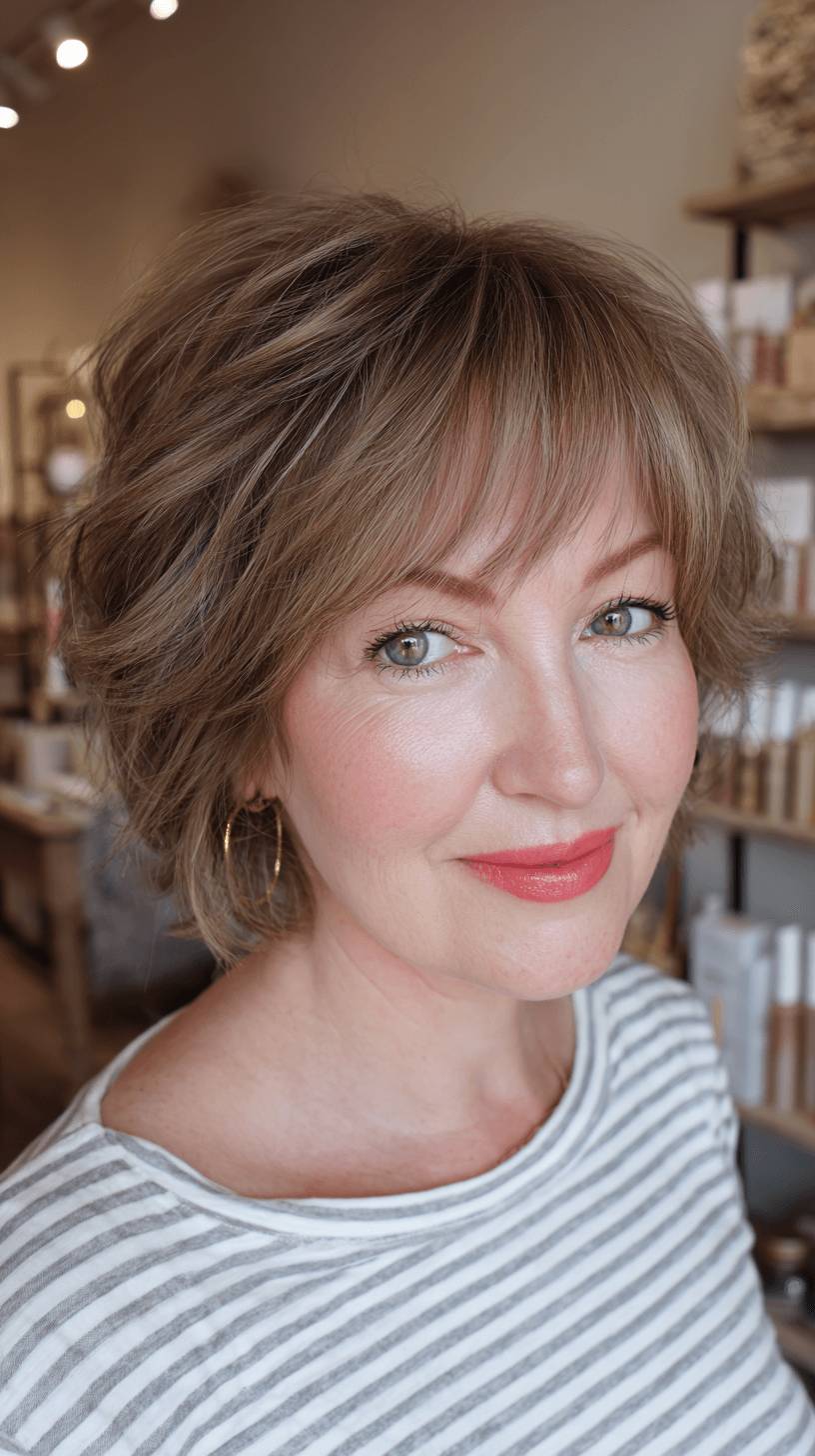 Textured Short Wolf Cut with Soft Bangs