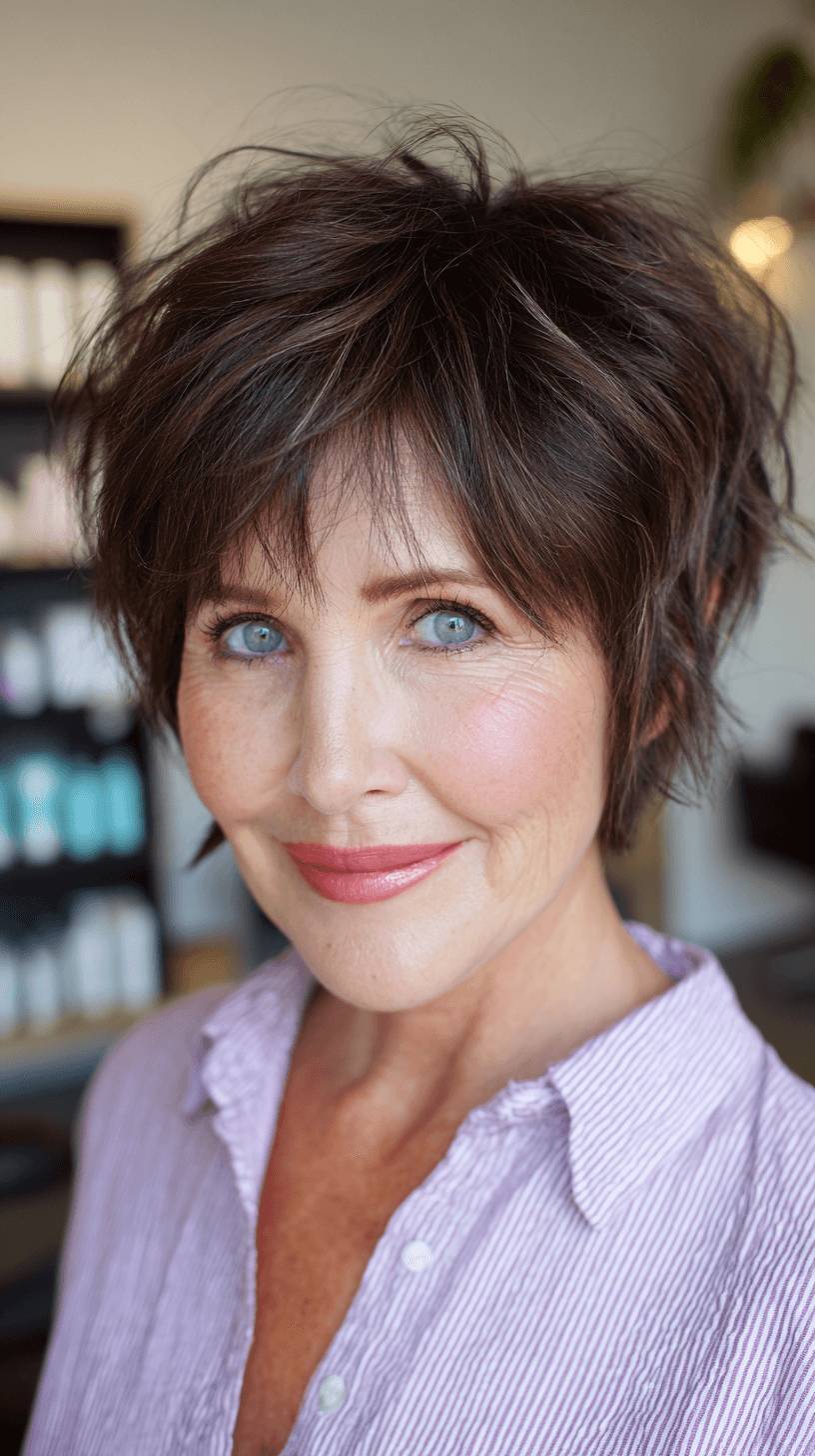 Textured Short Wolf Cut with Voluminous Layers