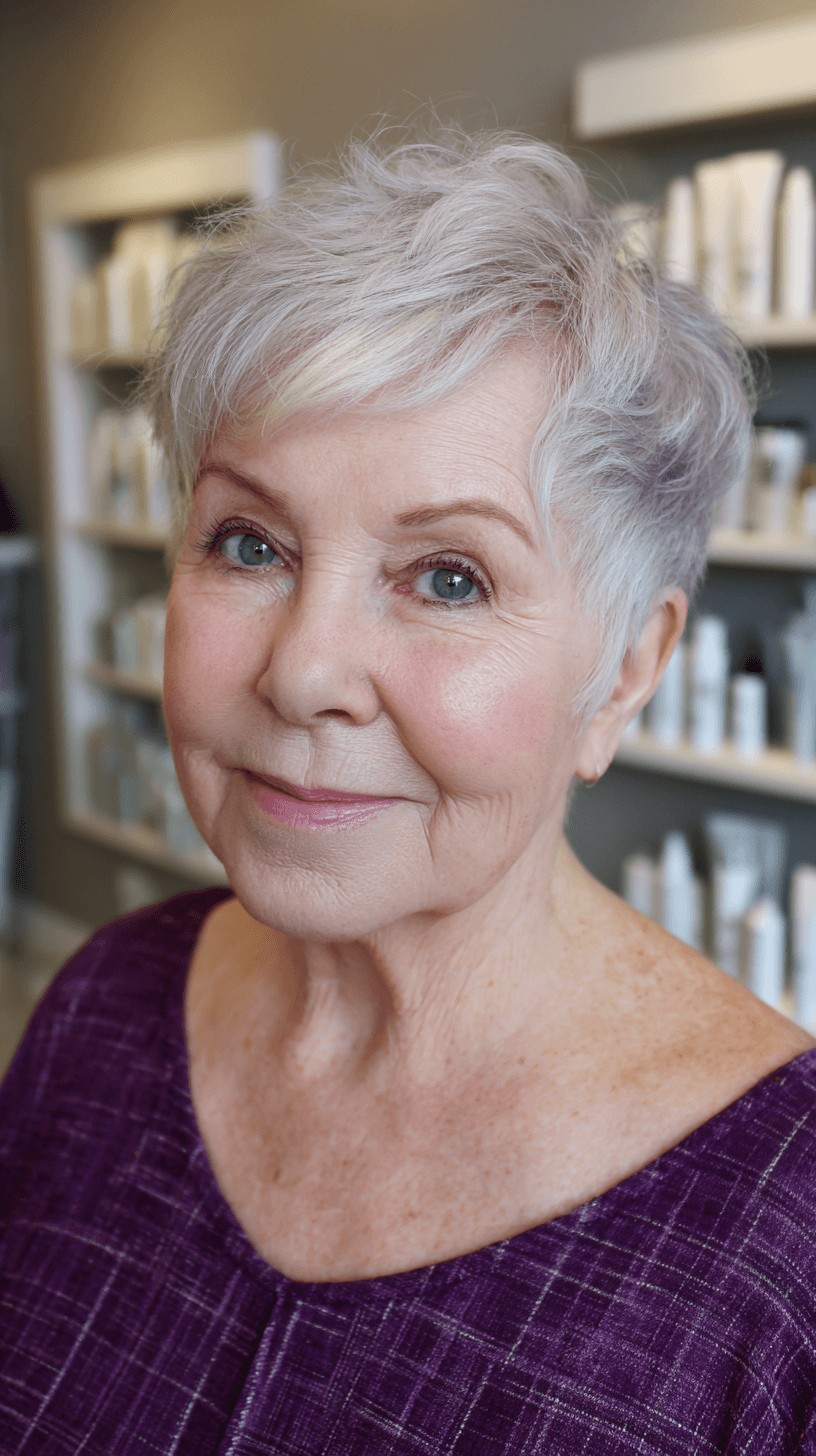 Textured Silver Short Cut with Soft Layers