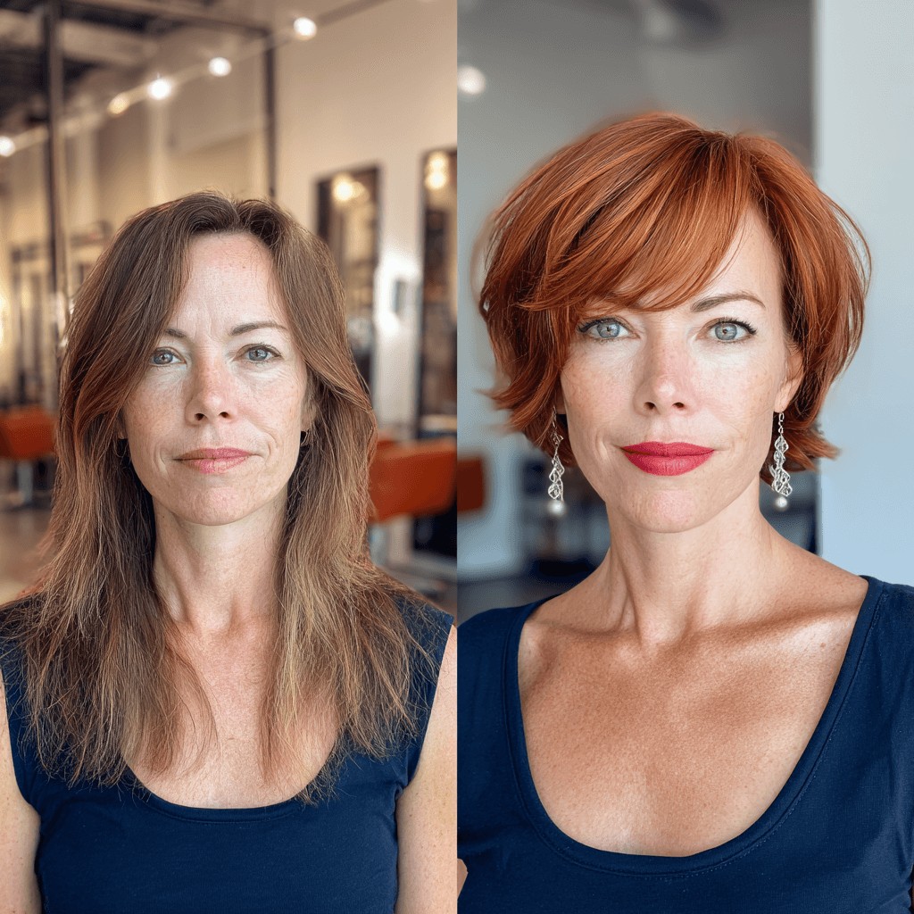 Bold Copper Pixie Cut with Textured Layers