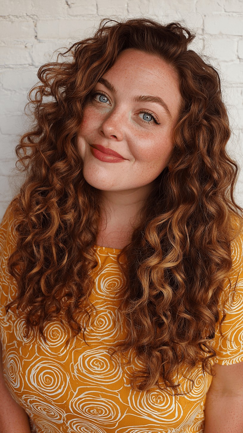 Charming Curly Layers with Face-Frame Definition