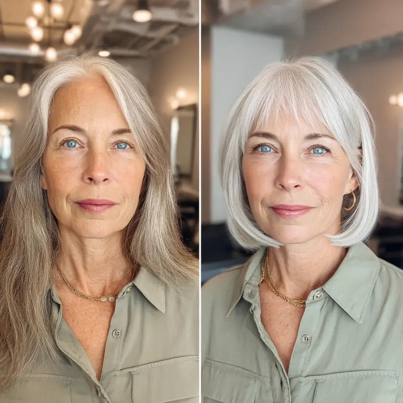 Chic Silver Blunt Bob with Soft Layers