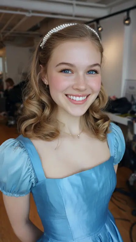 chic soft curls with pearl accessories