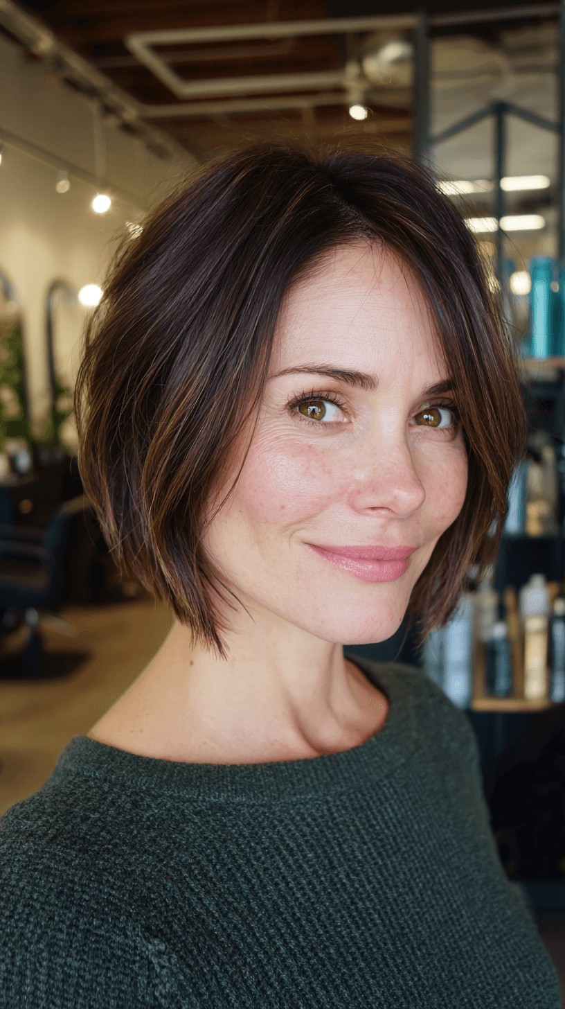 Chic Textured Bob with Subtle Highlights