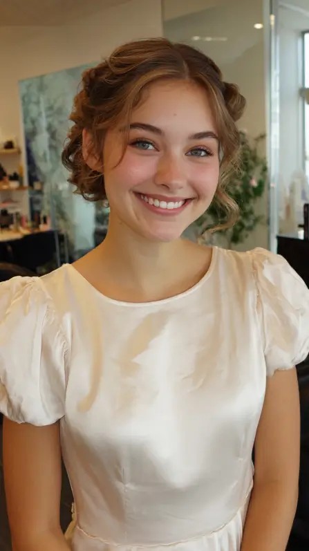 Delicate Curled Updo with Soft Face-Framing Tendrils