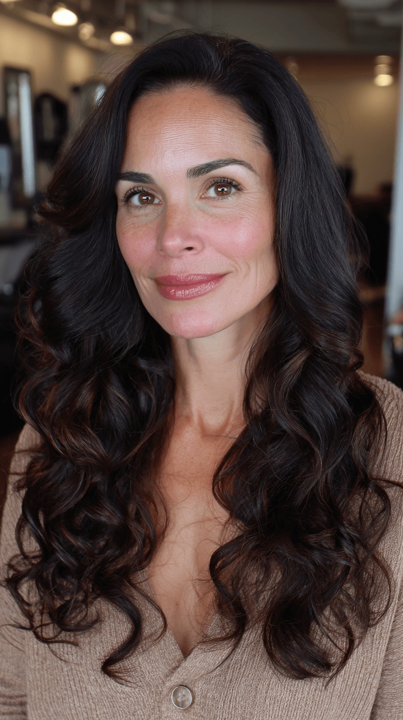 Elegant Long Hair with Defined Curls and Warm Undertones