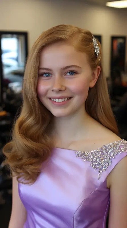 Glamorous Soft Waves with Elegant Hairpin Accent
