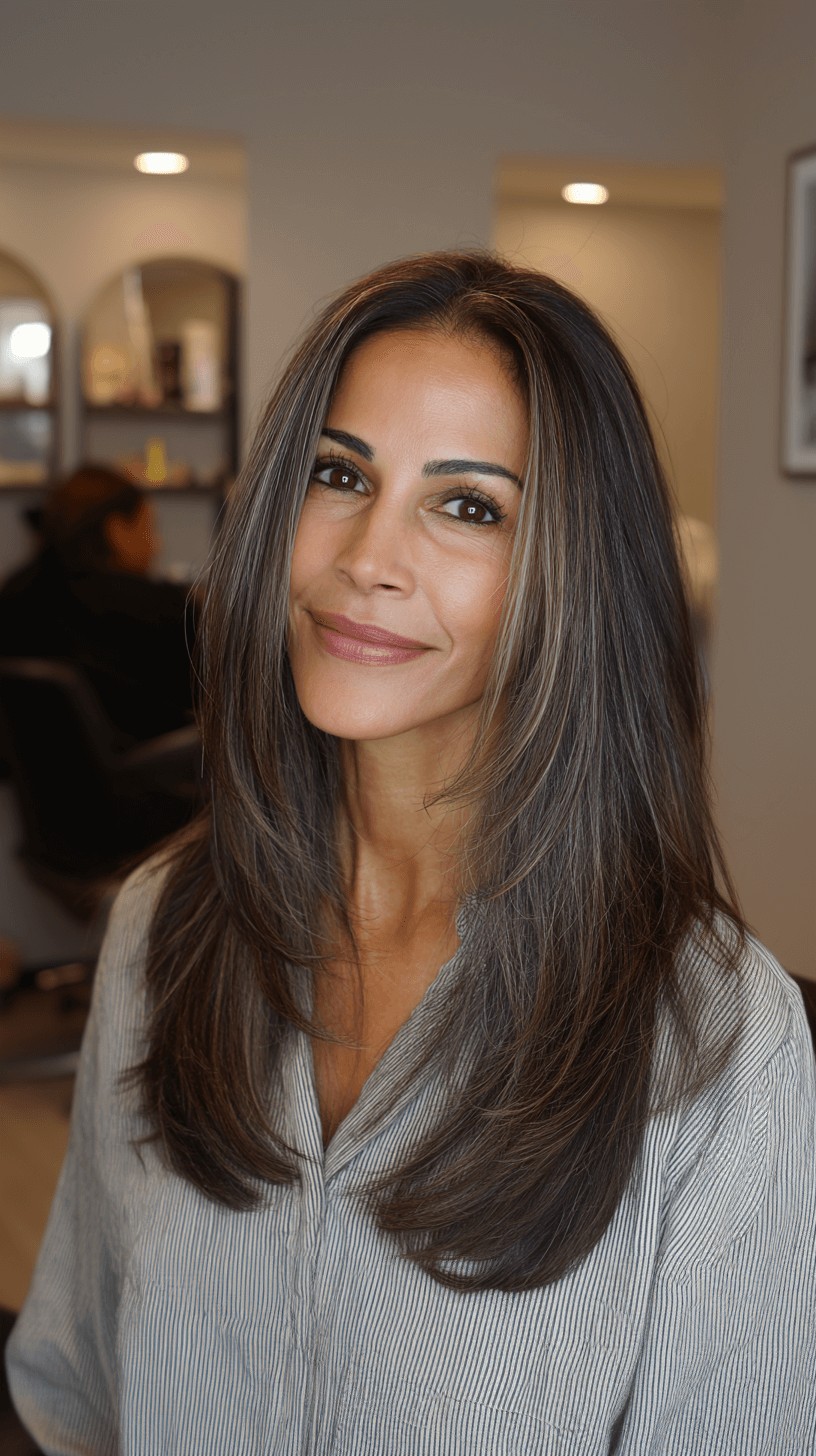 Modern Long Hair with Subtle Face-Frame Layers and Highlights
