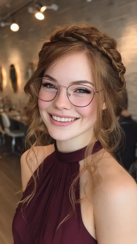 Romantic Braided Crown with Soft Waves